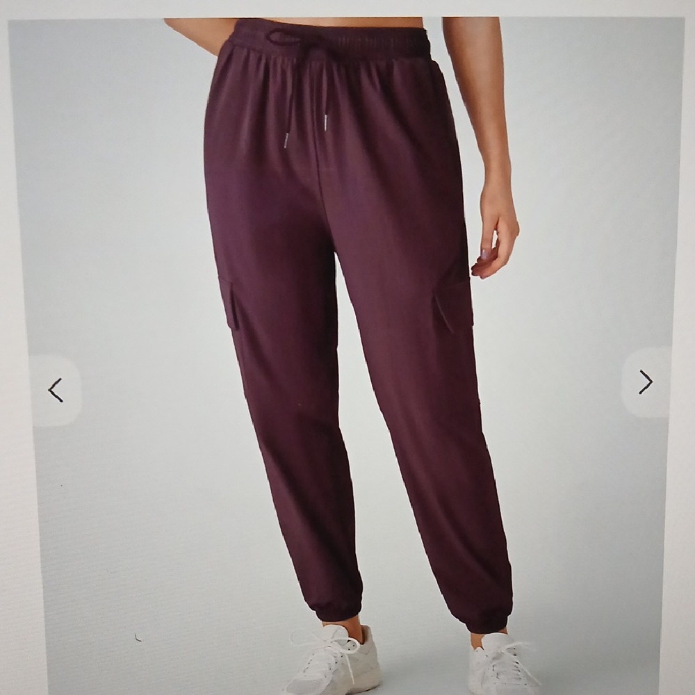 37H Halara Mid Rise Drawstring Pocket Casual Cargo Jogger Pants Color Fig